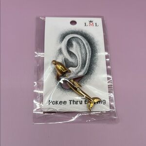 LML Unique Hand Crafted 3D Dolphin Single Ear Earring in Brass
